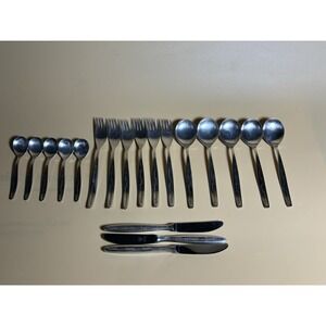 Vintage MCM Van Der Hoogen Germany Stamped '100' Silver-plate Flatware Set of 19